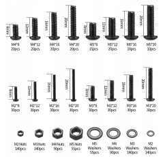 Sada imbusových šroubů / matek / podložek (M2-M5) - 1225 kusů