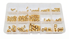 Sada mosazných závitových vložek (M2–M6) – 300 ks