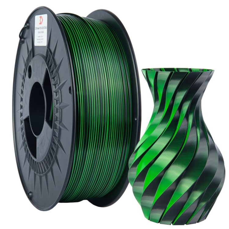 3DPower PLA SILK - Dvoubarevné - Zelená / Černá - 1kg