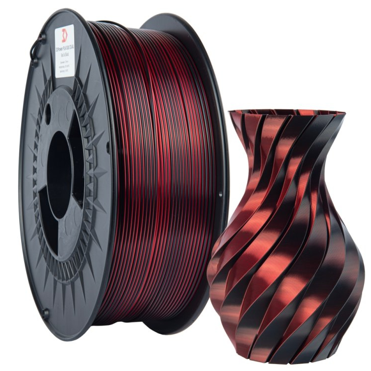3DPower PLA SILK - Dvoubarevné - Červená / Černá - 1kg